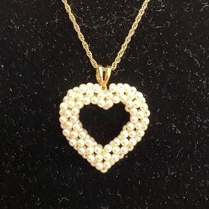 Vintage Pearl Heart Necklace